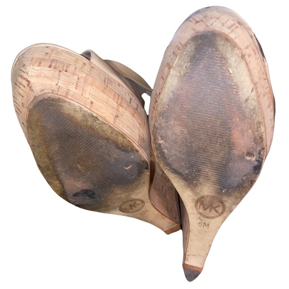 MICHAEL MICHAEL KORS Nude Platform Wedge Heels Size 6 - Picture 4 of 11